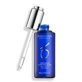 A blue bottle of ZO Skin Health Complexion Clarifying Serum with a dropper applicator