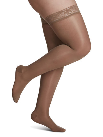 Sigvaris 780 Sheer Thigh High 20–30 mmHg Compression Stockings in Cafe