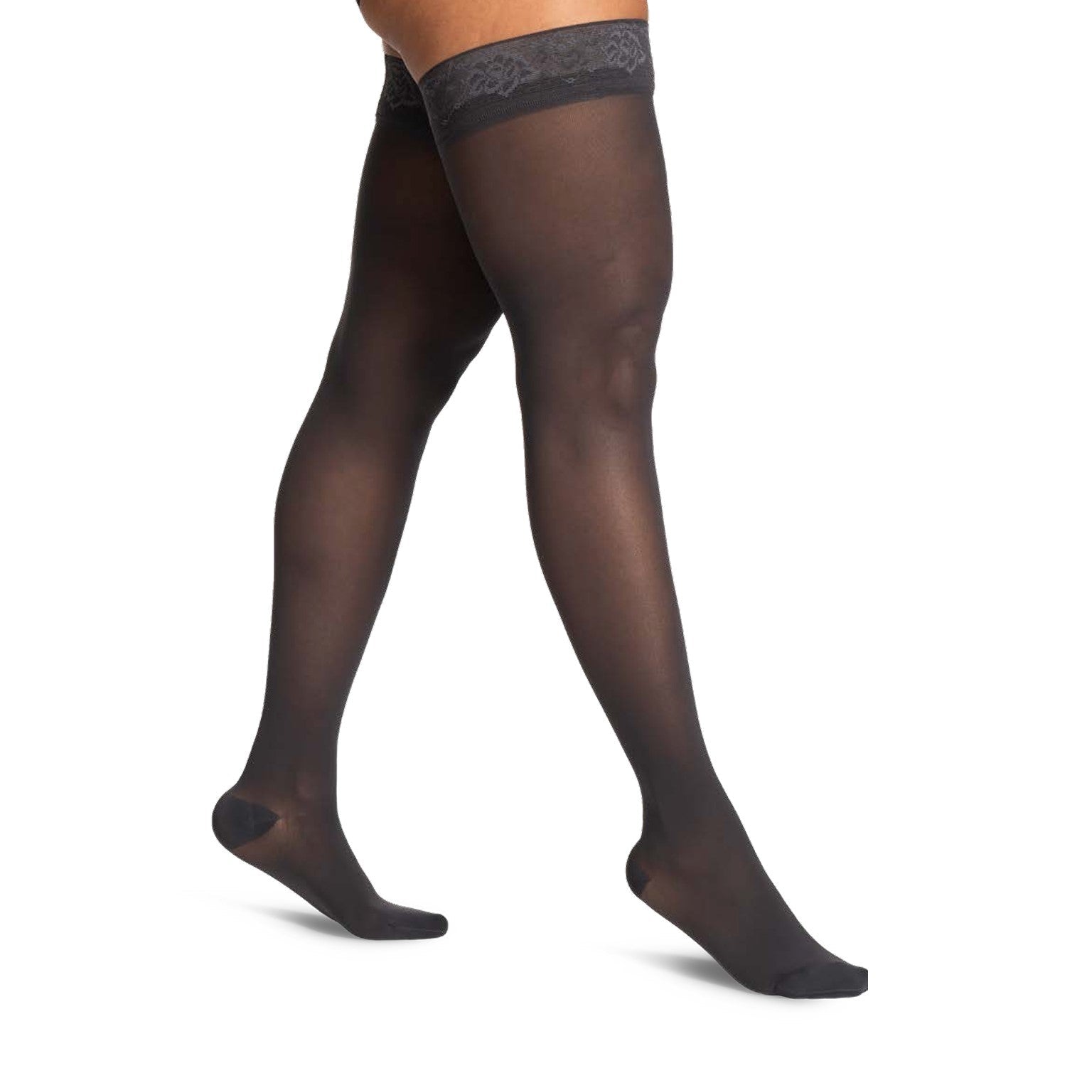 Sigvaris 780 Sheer Thigh High 20–30 mmHg Compression Stockings in Night Shade