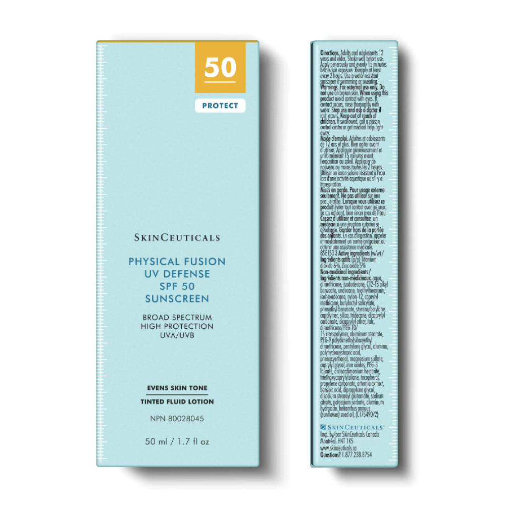 Skinceuticals Physical Fusion UV Defense SPF 50 Sunscreen packaging on a white background