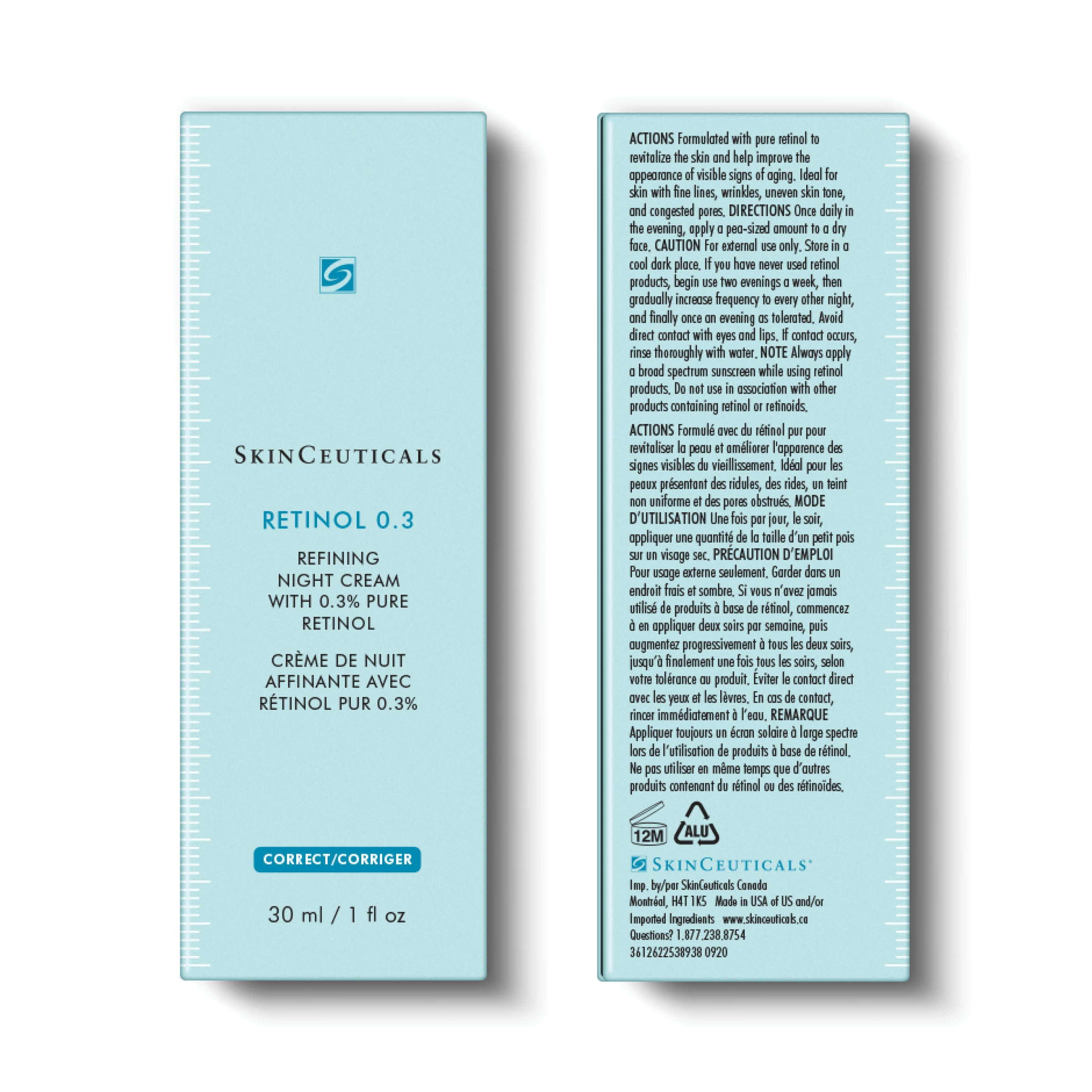 SkinCeuticals Retinol 0.3 skincare packaging on a white background