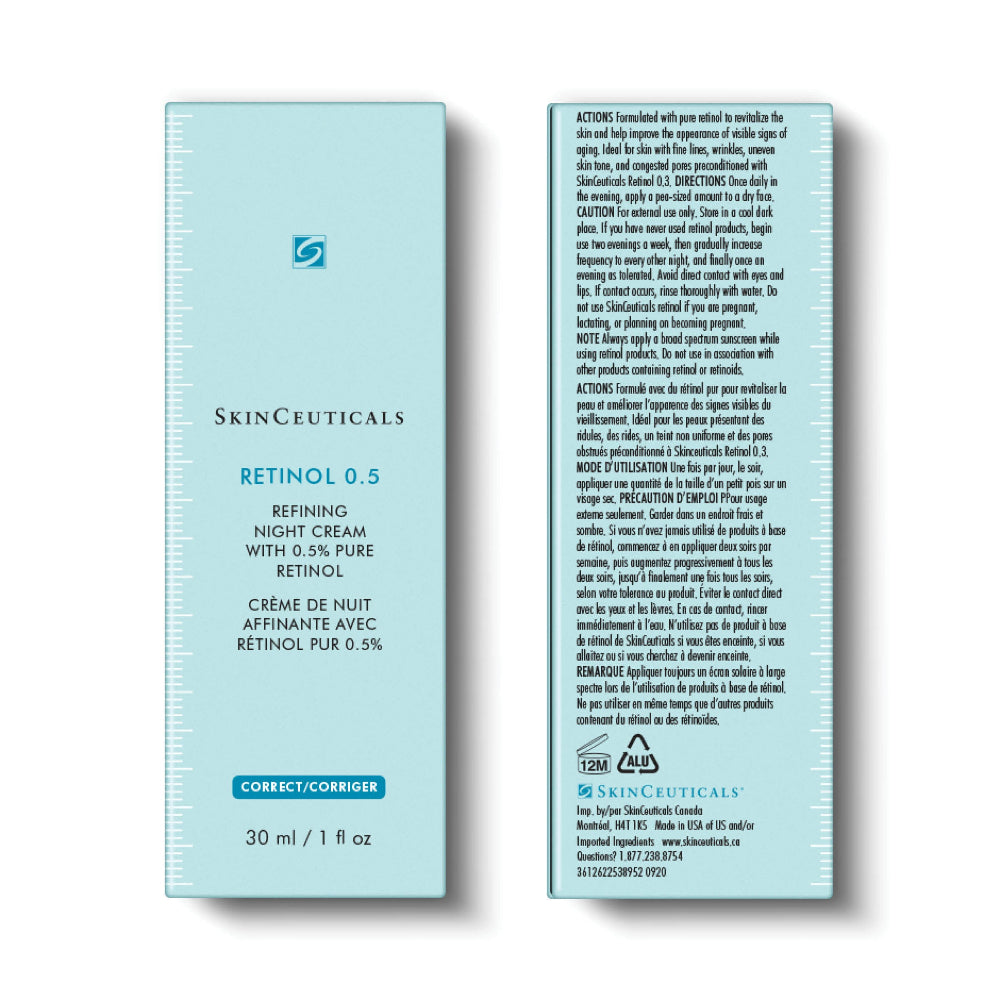 SkinCeuticals Retinol 0.5 skincare packaging on a white background
