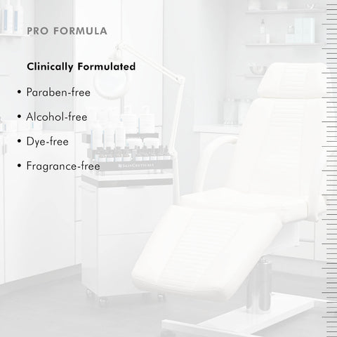 White chair with text highlighting 'Pro Formula' and product features on a white background