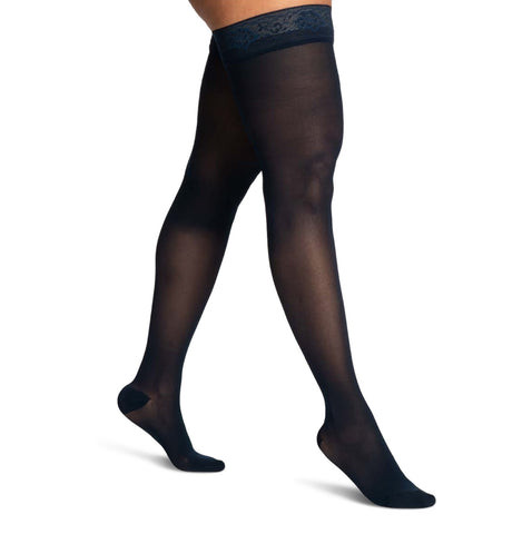 Sigvaris 780 Sheer Thigh High 20–30 mmHg Compression Stockings in Dark Navy