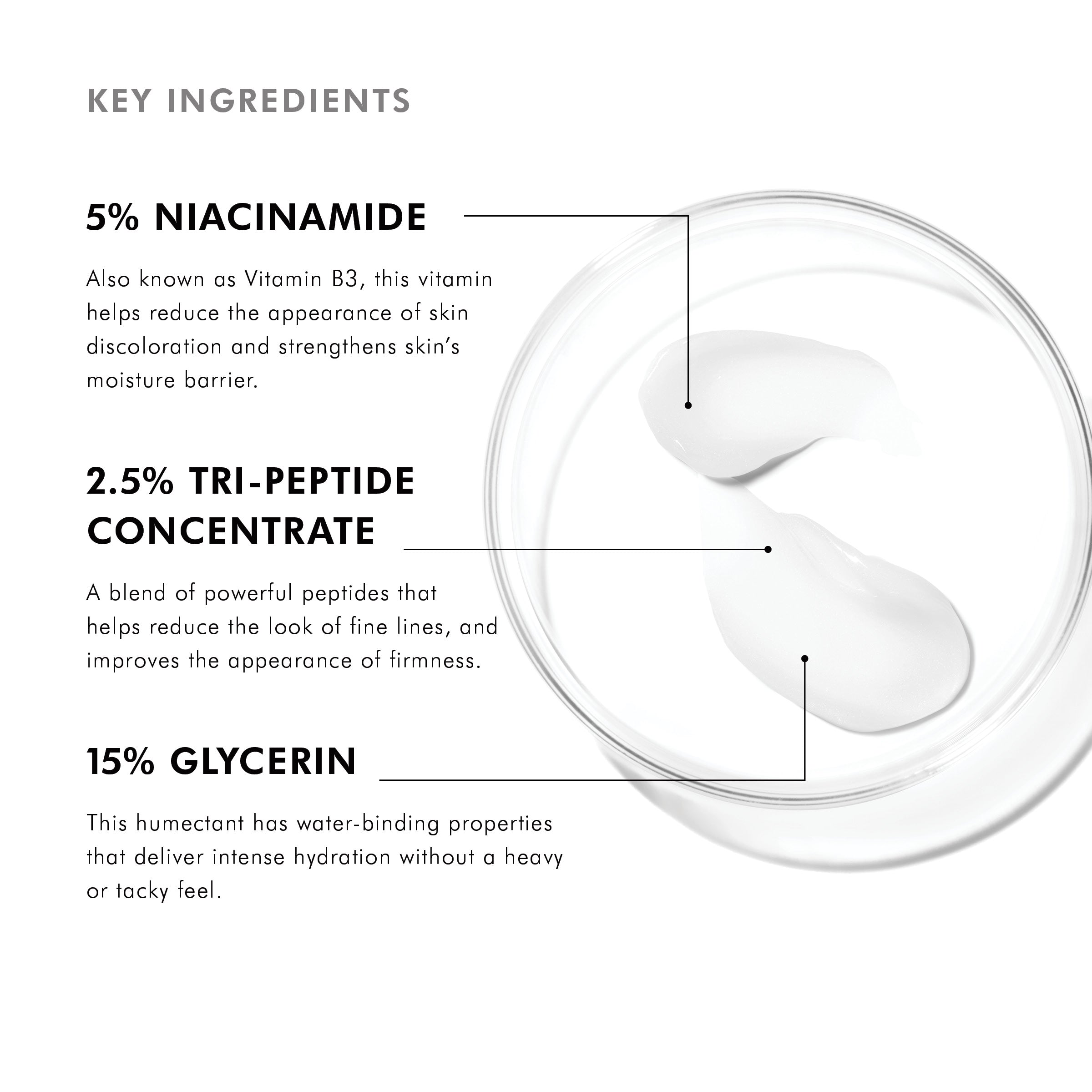 Key ingredients of SkinCeuticals Metacell Renewal B3 with labeled components and text on a white background