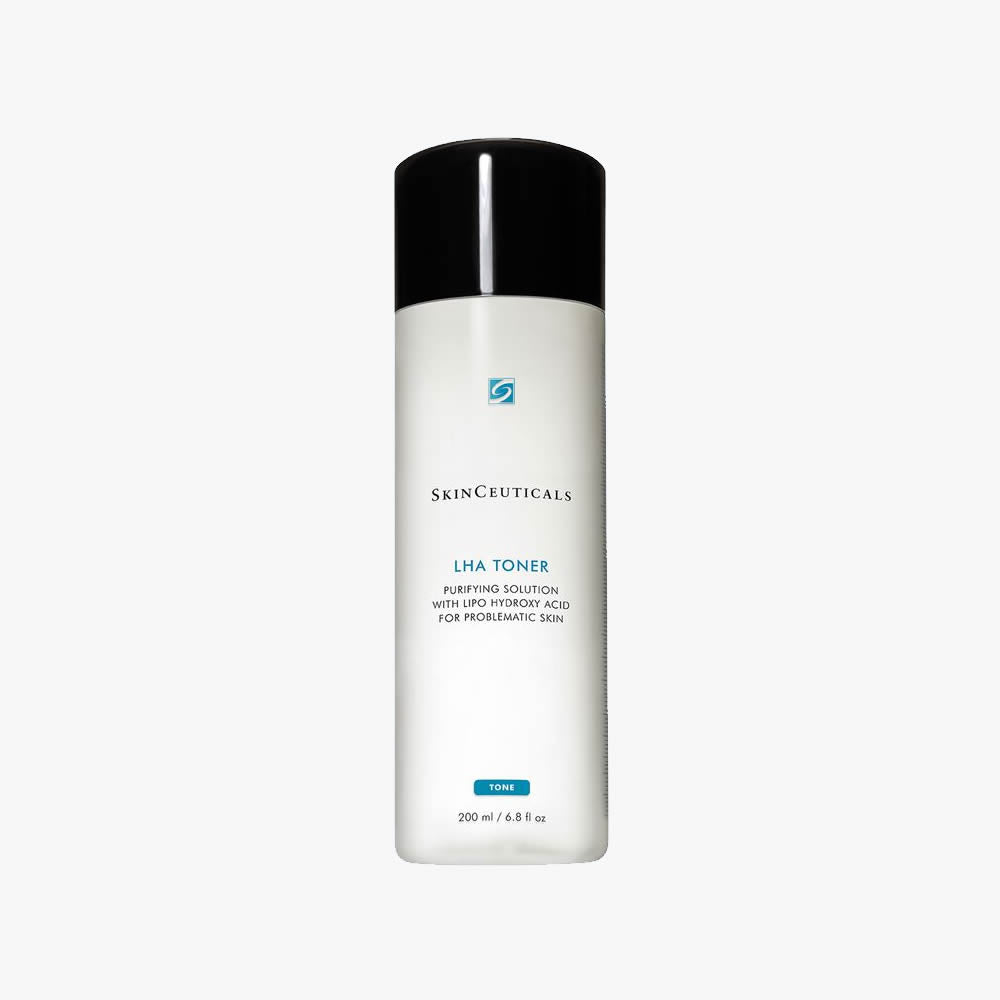 A bottle of SkinCeuticals LHA Toner for skin care.